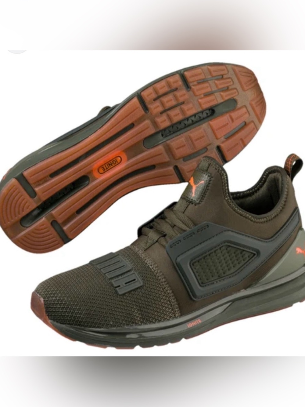 Puma Men's Olive Brown Mesh Trainer